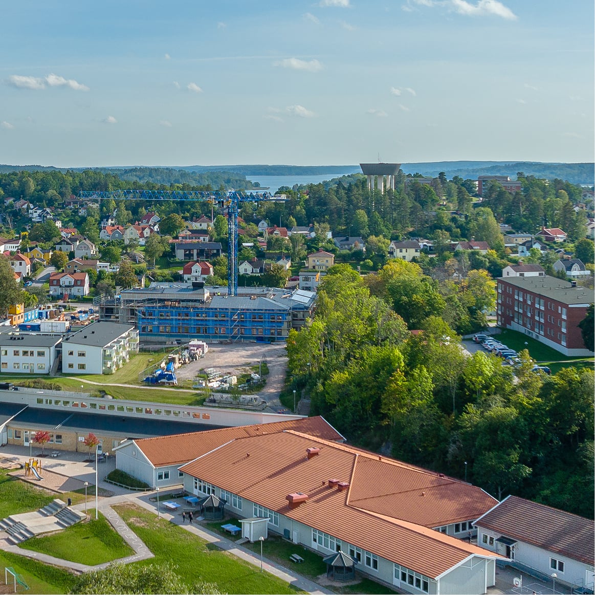 Drönarbild över Gamleby.