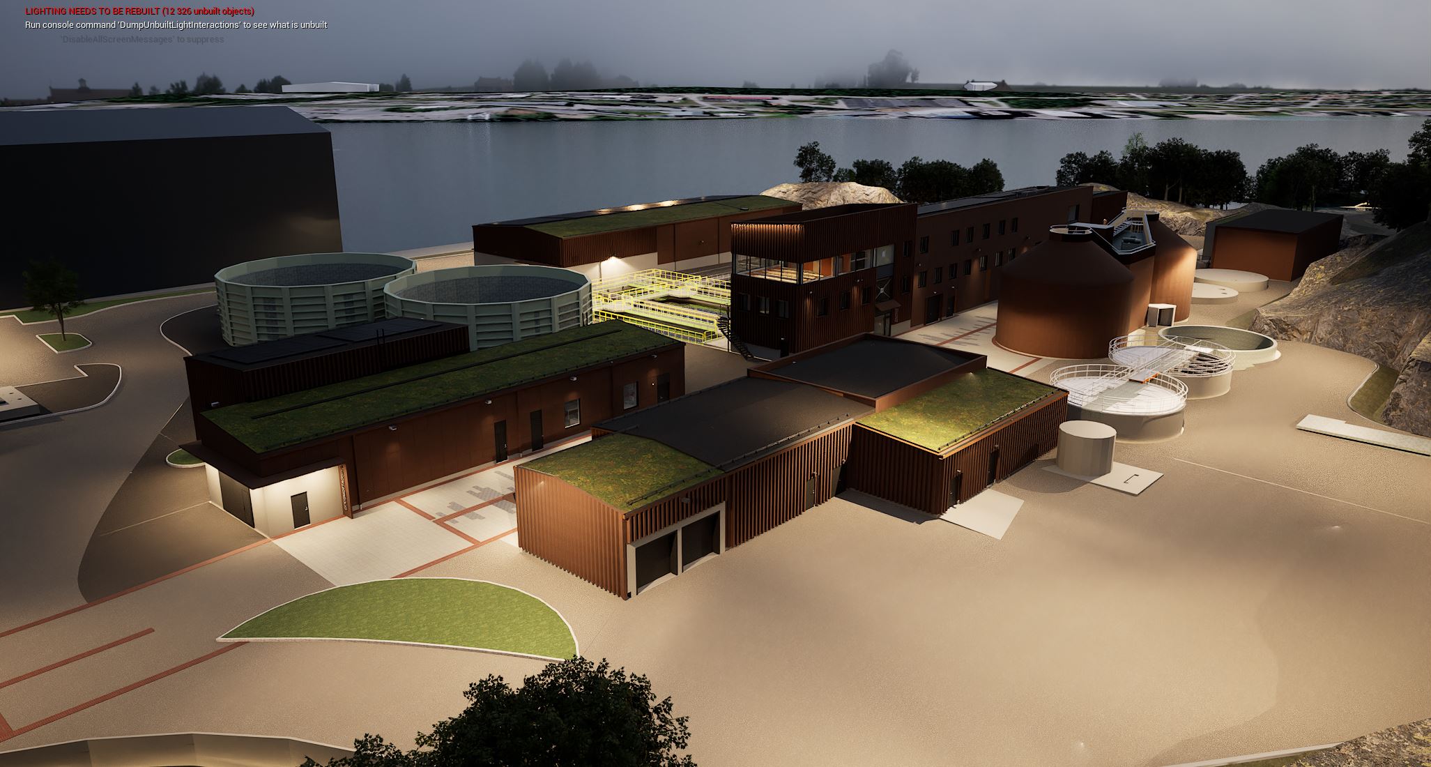 Visualiseringsbild på nya reningsverket på Lucerna.