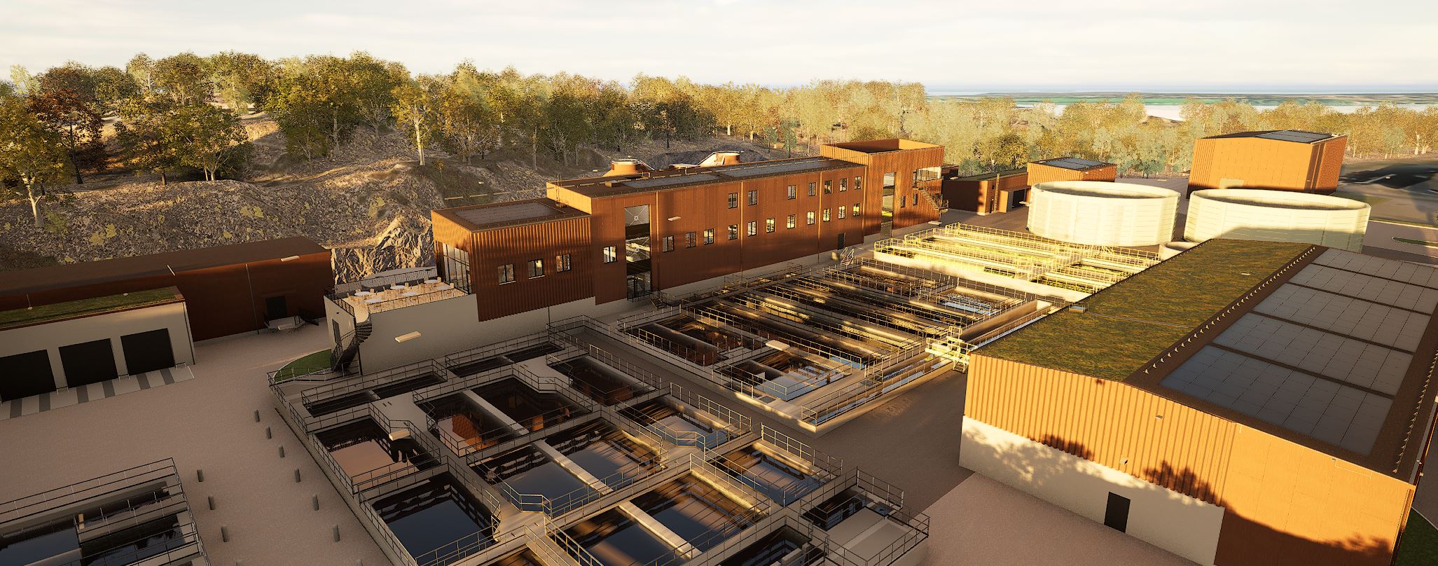 Visualiseringsbild på nya reningsverket på Lucerna.