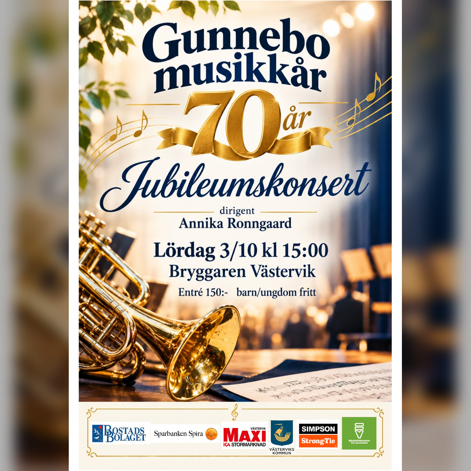 Affisch för Gunnebo musikkår. 