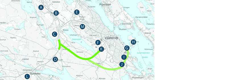 Karta som visar de utredda markområdenas geografiska lägen.