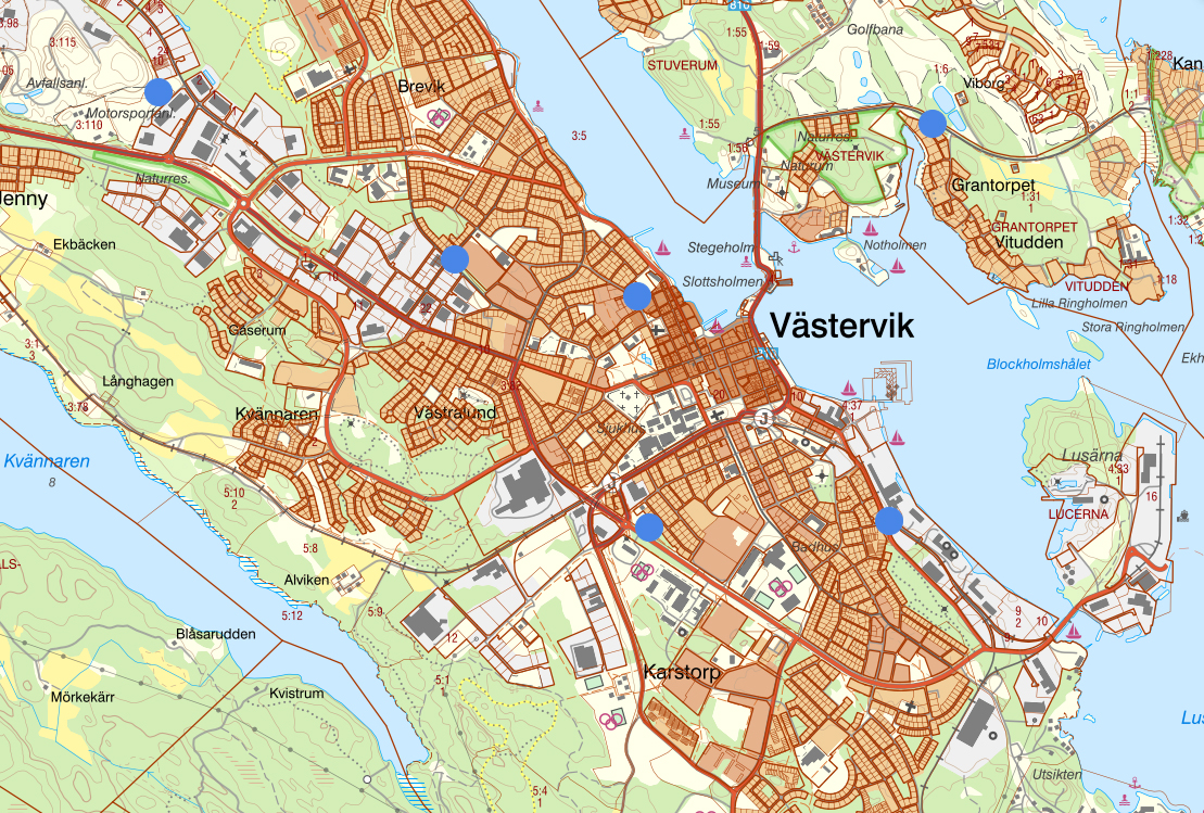 karta med områden där parkslide ska bekämpas september 2025