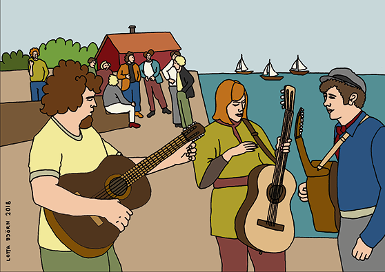 Trubadurer vid havet, illustration. 